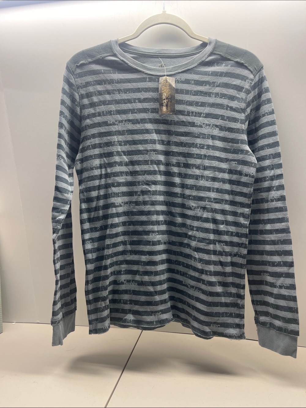 Epic Threads Men's Long Sleeve Striped Tee - Light Blue & Dark Blue. Size L